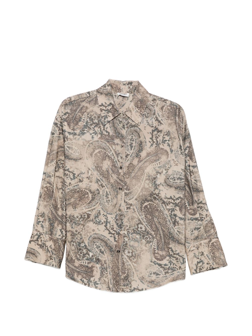 LIUJO Camicia beige con stampa floreale marrone all-over 