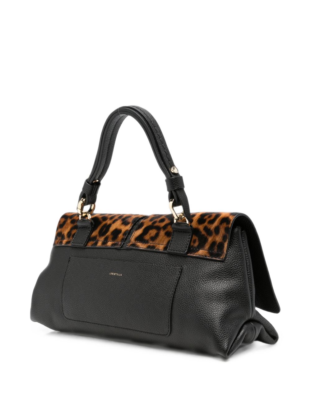 LORISTELLA Borsa a mano Kendal in pelle nera e leopardata 
