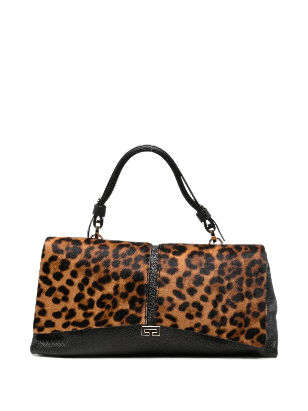 LORISTELLA Borsa a mano Kendal in pelle nera e leopardata 