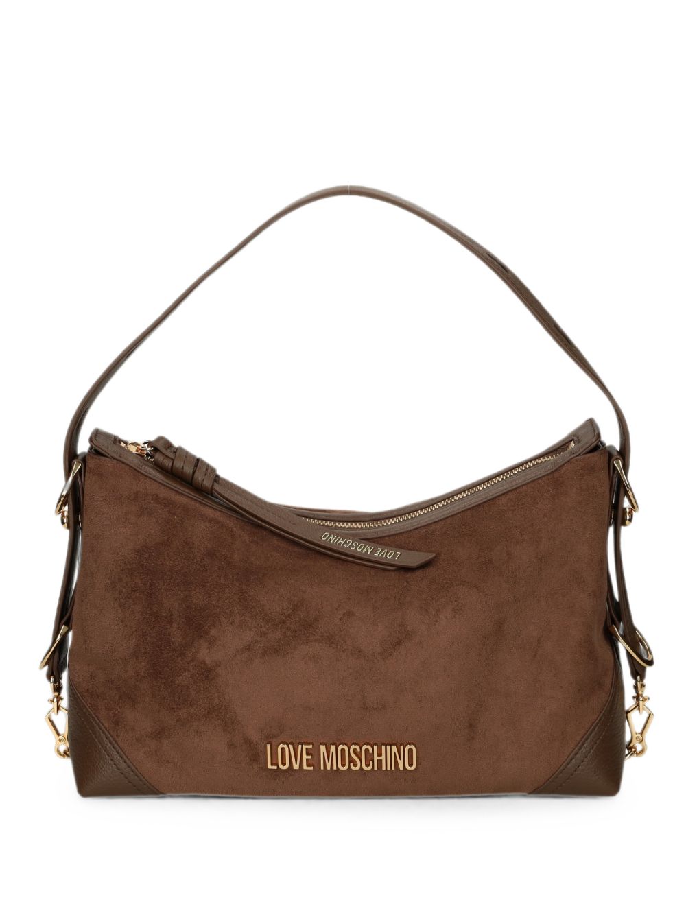 LOVE MOSCHINO Borsa a spalla in suede marrone 
