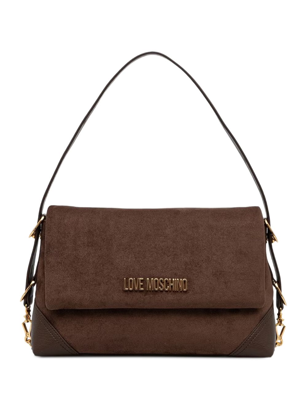 LOVE MOSCHINO Borsa a spalla in suede marrone 