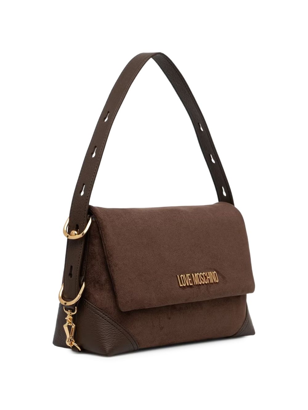 LOVE MOSCHINO Borsa a spalla in suede marrone 