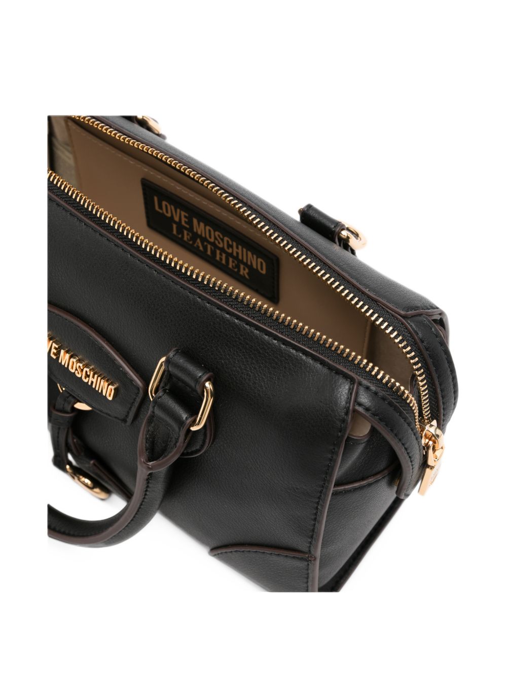 LOVE MOSCHINO Borsa a mano tote nera con dettagli oro 