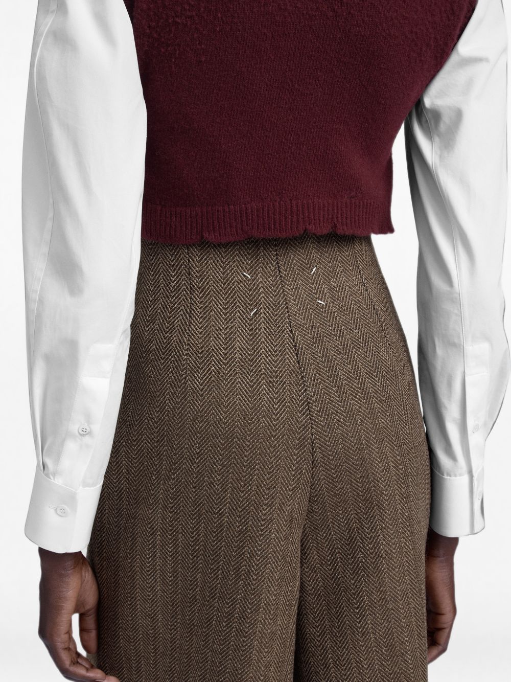 MAISON MARGIELA Gonna-pantalone midi in lana vergine a spina di pesce 