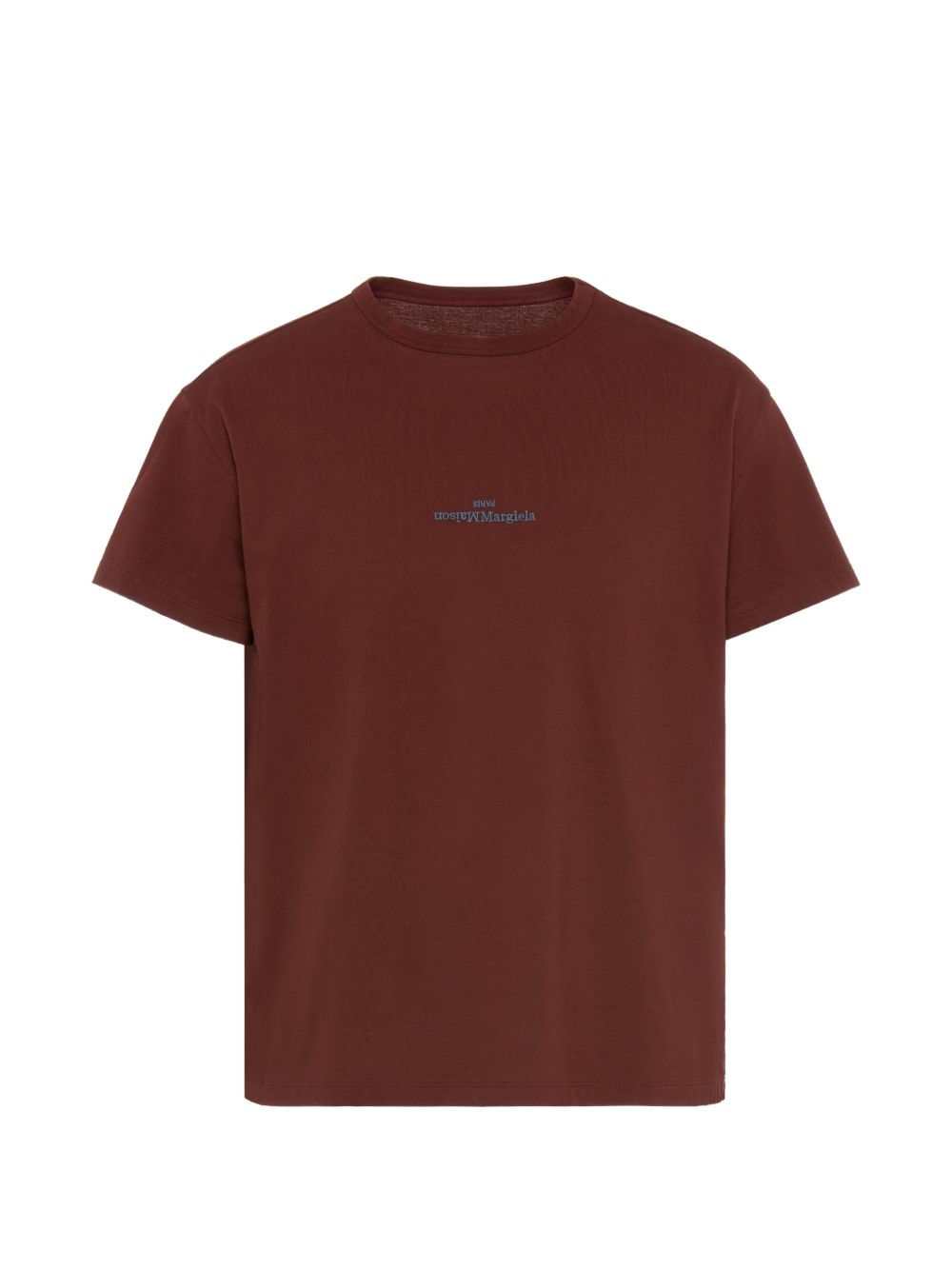 MAISON MARGIELA T-shirt oversize con logo ricamato in cotone bordeaux 