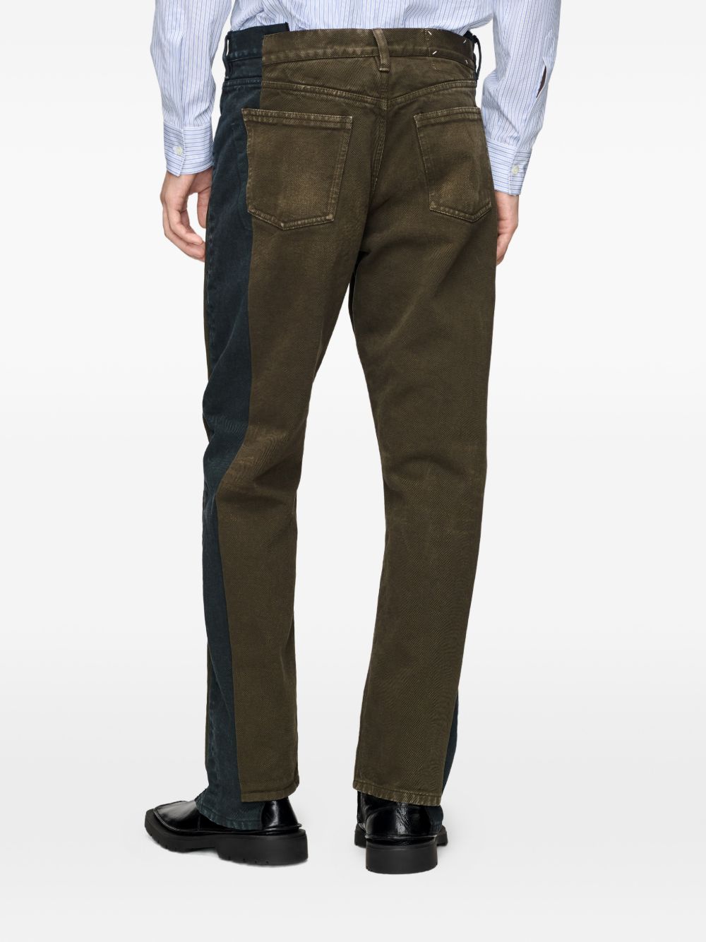 MAISON MARGIELA Jeans lunghi a due strati blu e marrone 