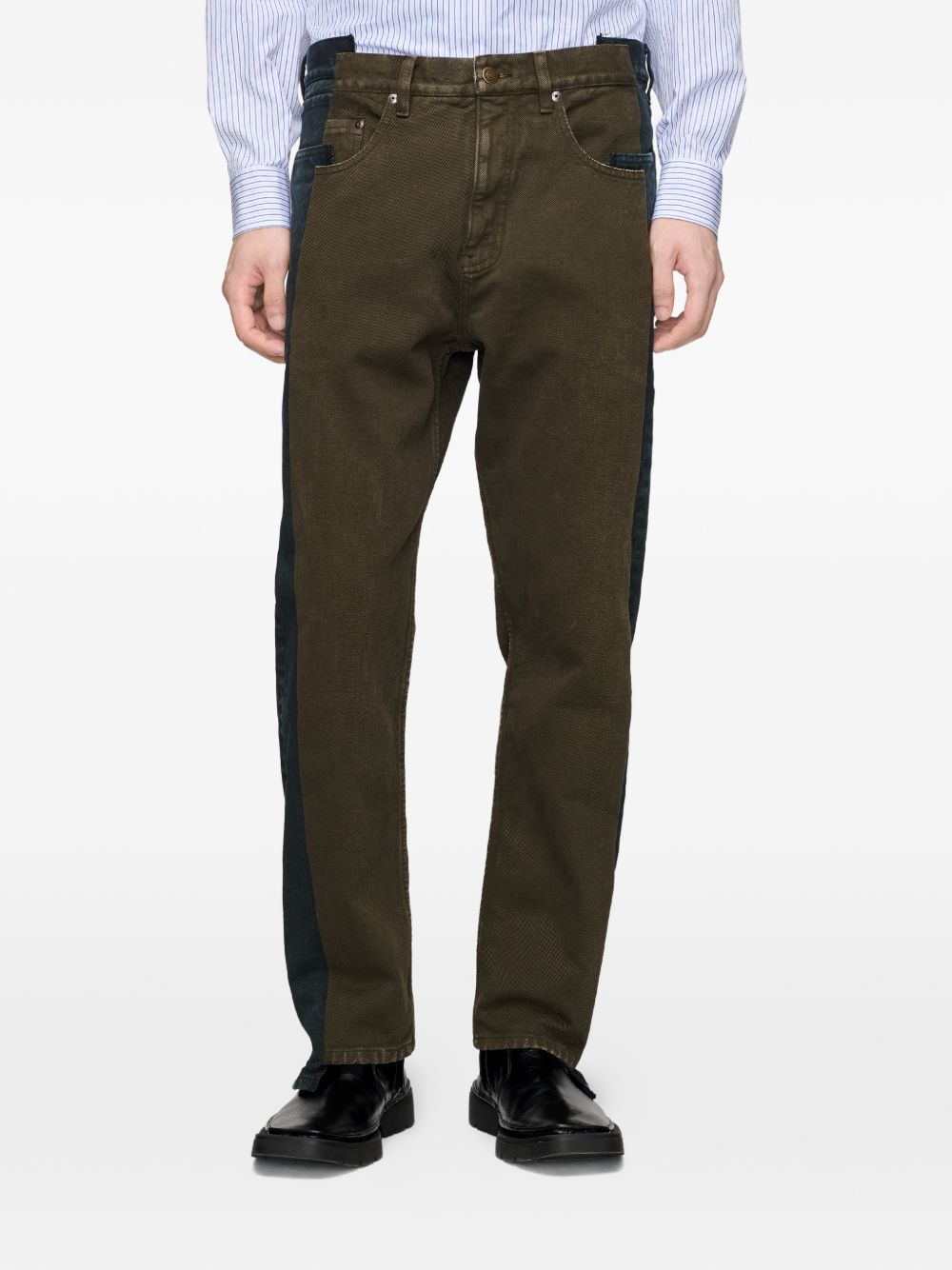 MAISON MARGIELA Jeans lunghi a due strati blu e marrone 