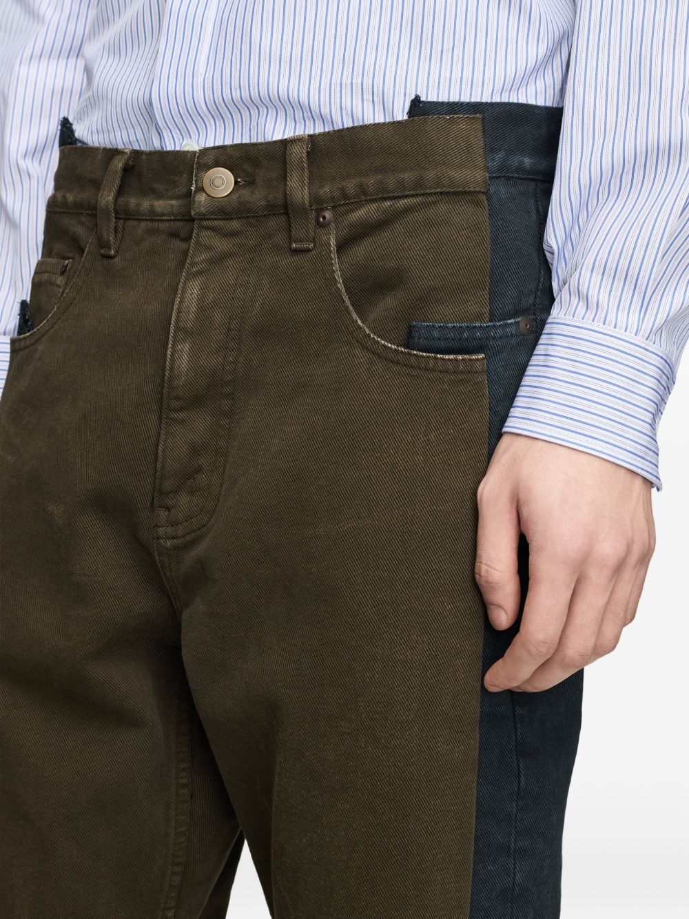 MAISON MARGIELA Jeans lunghi a due strati blu e marrone 