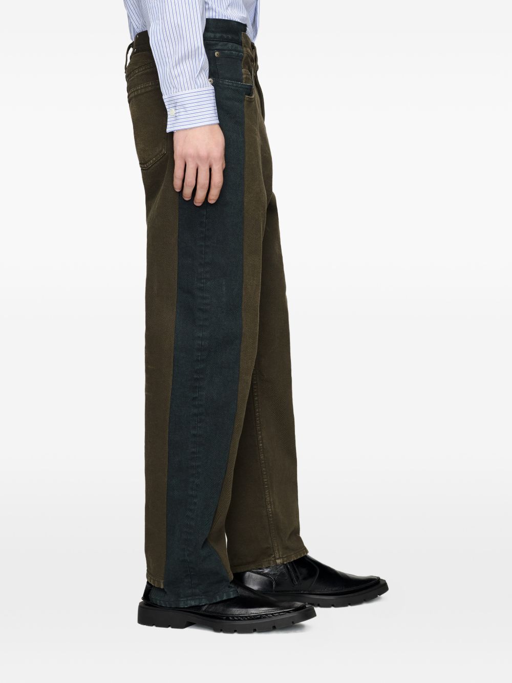 MAISON MARGIELA Jeans lunghi a due strati blu e marrone 