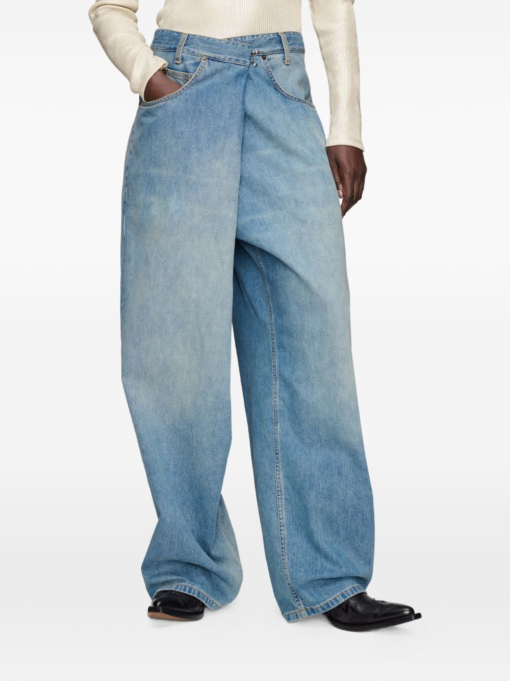 MAISON MARGIELA Jeans wide-leg in denim blu délavé 