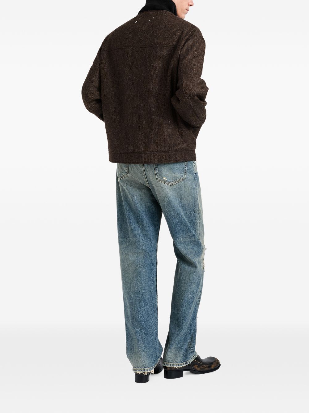 MAISON MARGIELA Giacca in Lana Spigata con Zip 