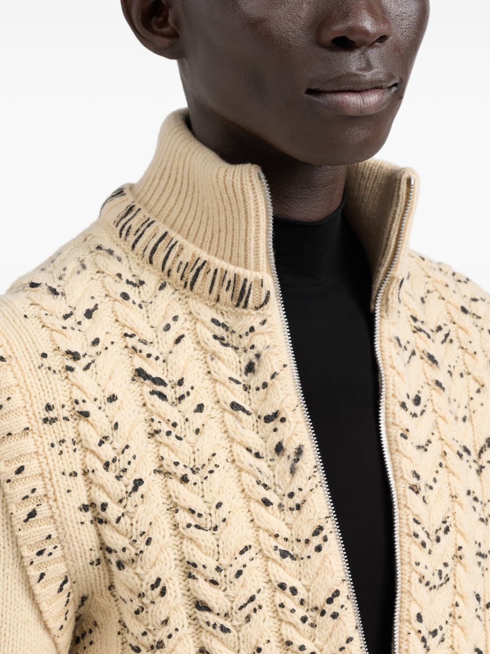 MAISON MARGIELA Cardigan con Zip e Stampa Ink-Print 