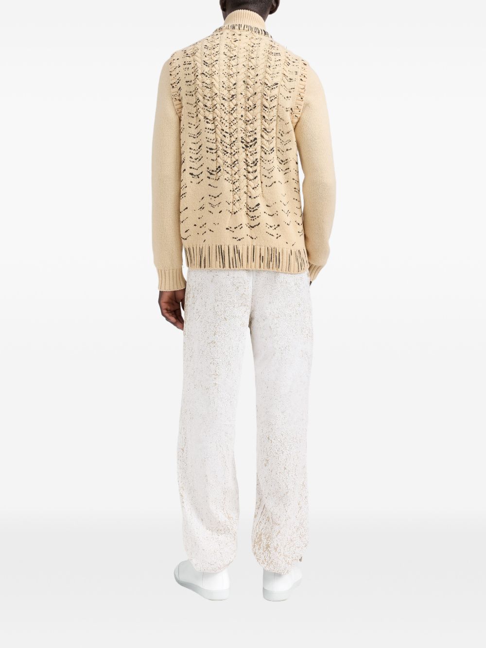 MAISON MARGIELA Cardigan con Zip e Stampa Ink-Print 