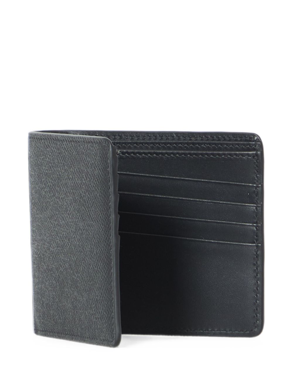MAISON MARGIELA Portafoglio bi-fold in pelle martellata nera con Four Stitches 