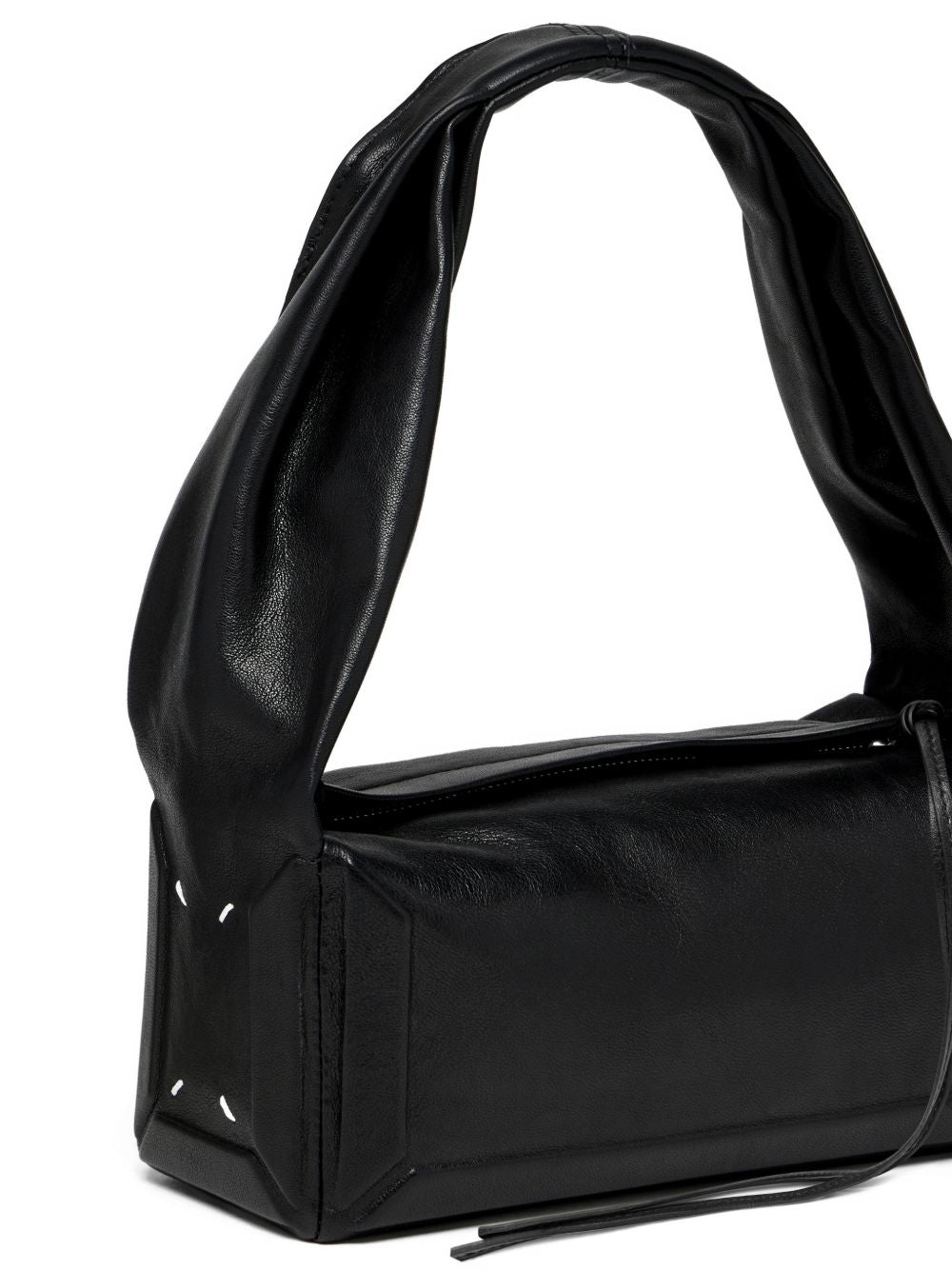 MAISON MARGIELA Borsa a spalla in pelle nera con manico strutturato 