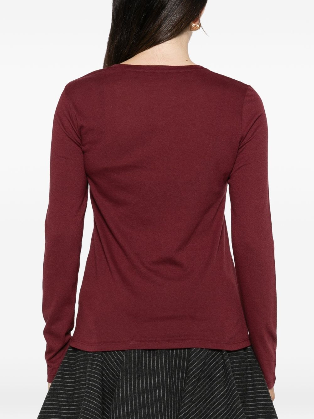 MAJESTIC FILATURES T-shirt a maniche lunghe girocollo in cotone misto cashmere 