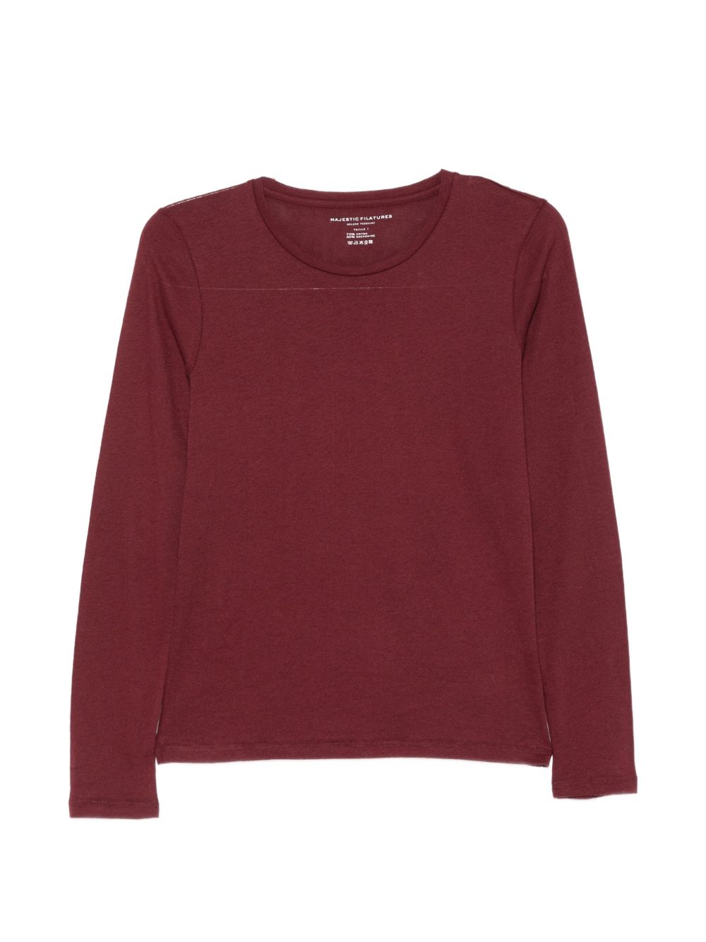 MAJESTIC FILATURES T-shirt a maniche lunghe girocollo in cotone misto cashmere 