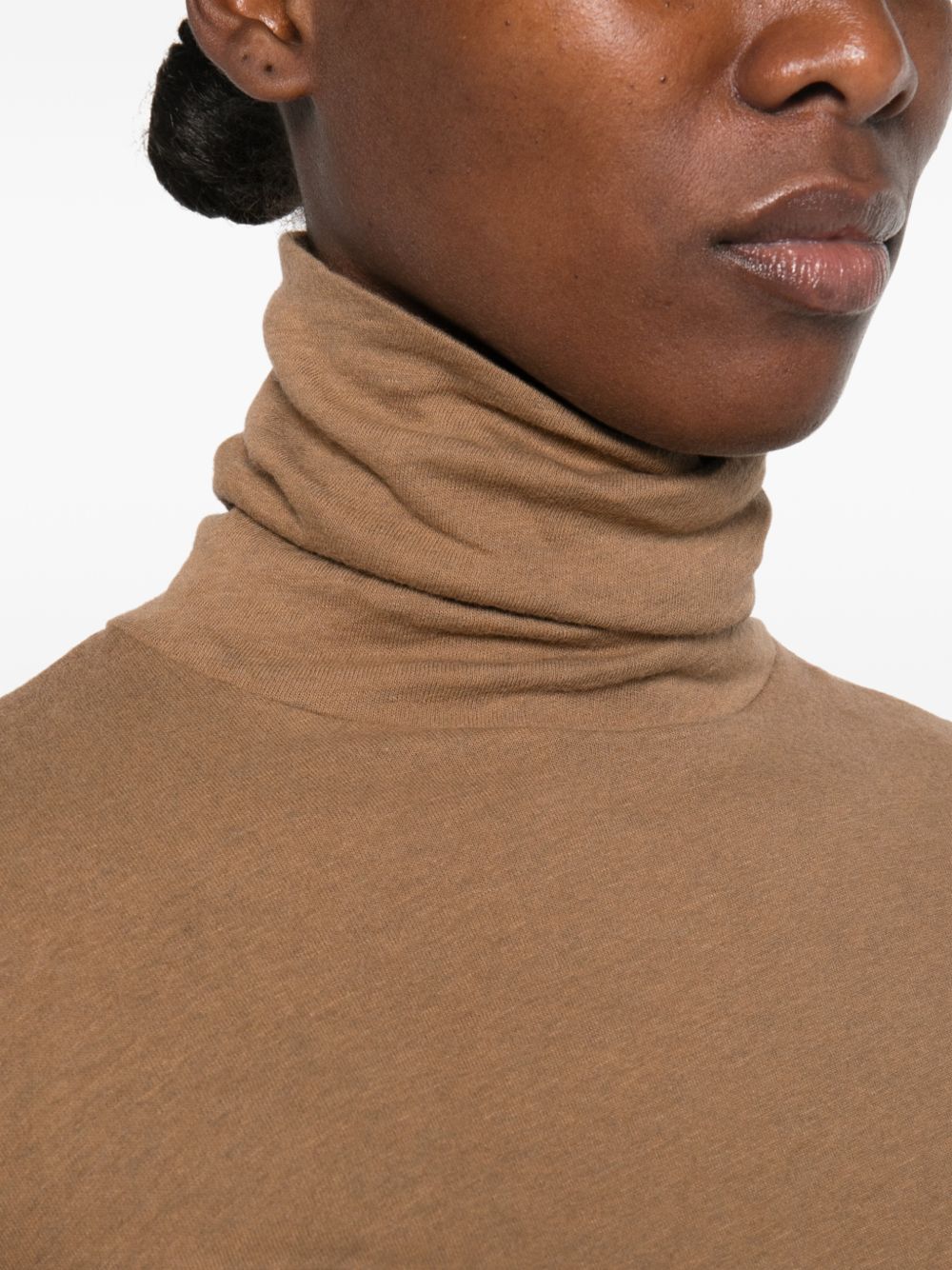 MAJESTIC FILATURES T-shirt a collo alto a maniche lunghe in cotone misto cashmere 
