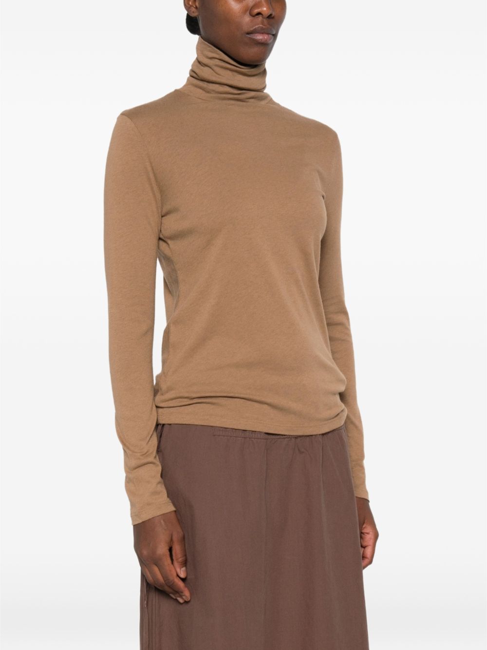 MAJESTIC FILATURES T-shirt a collo alto a maniche lunghe in cotone misto cashmere 