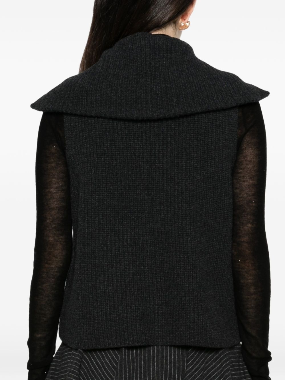 MAJESTIC FILATURES Gilet in lana grigio scuro con zip 