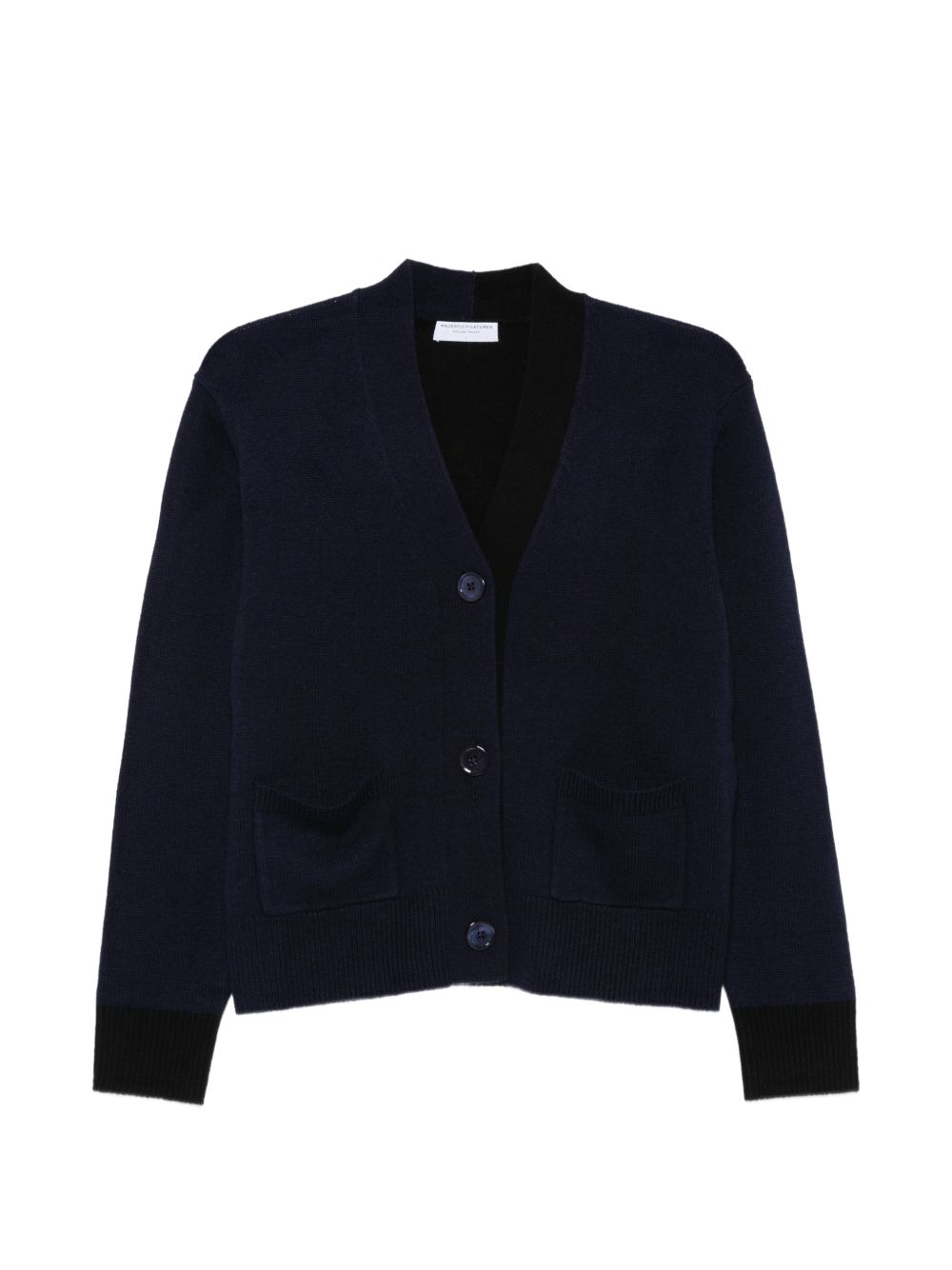 MAJESTIC FILATURES Cardigan in lana misto cashmere blu navy 