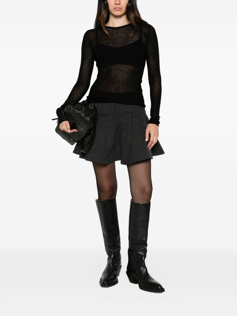 MAJESTIC FILATURES Maglia girocollo nera 100% lana 