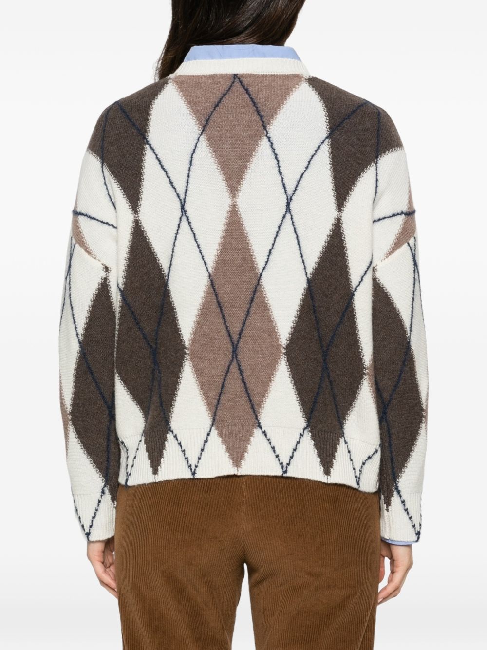 MAJESTIC FILATURES Maglia girocollo con rombi in lana misto cashmere 