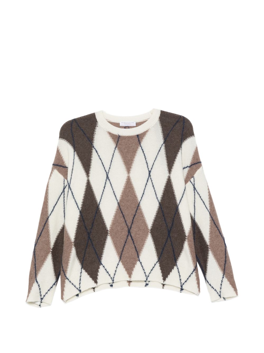 MAJESTIC FILATURES Maglia girocollo con rombi in lana misto cashmere 