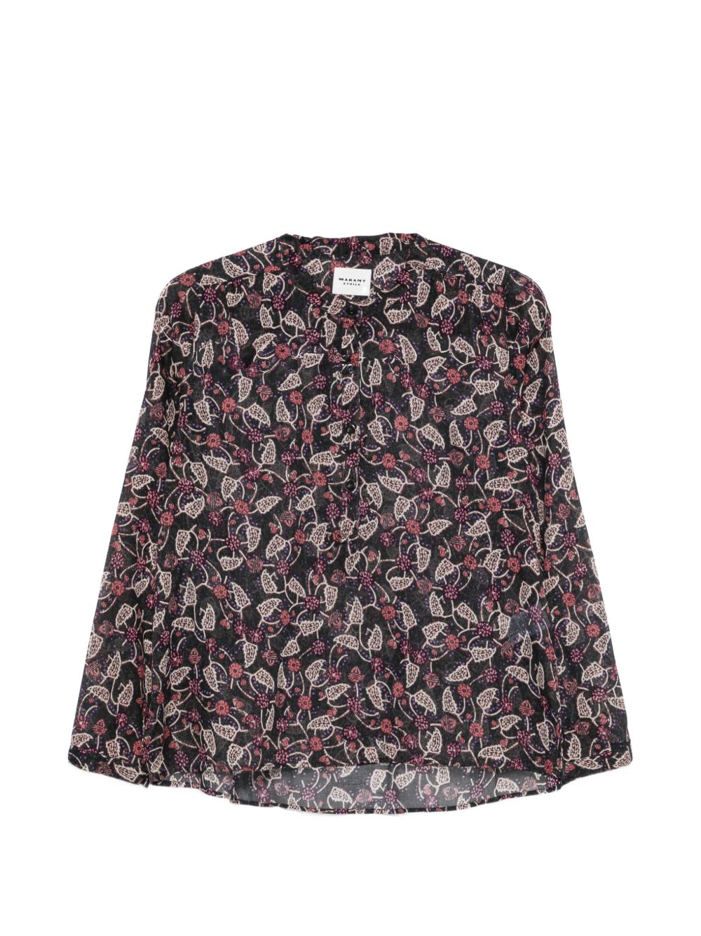 MARANT ETOILE Camicia nera con fantasia colorata a maniche lunghe 
