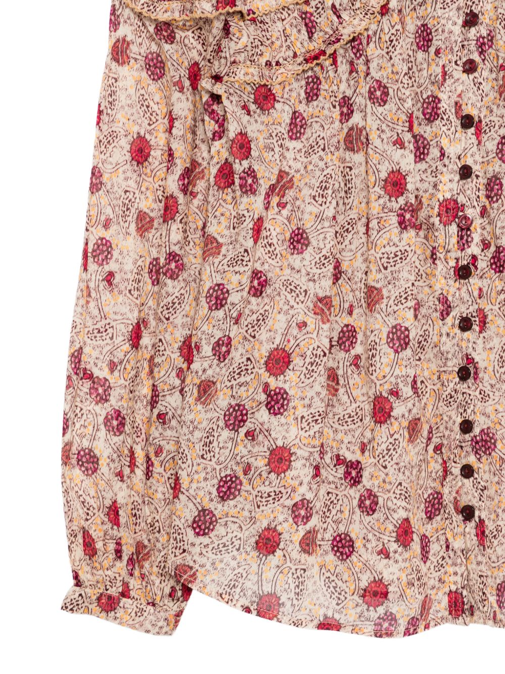 MARANT ETOILE Camicia rosa a maniche lunghe in cotone con fantasia floreale 