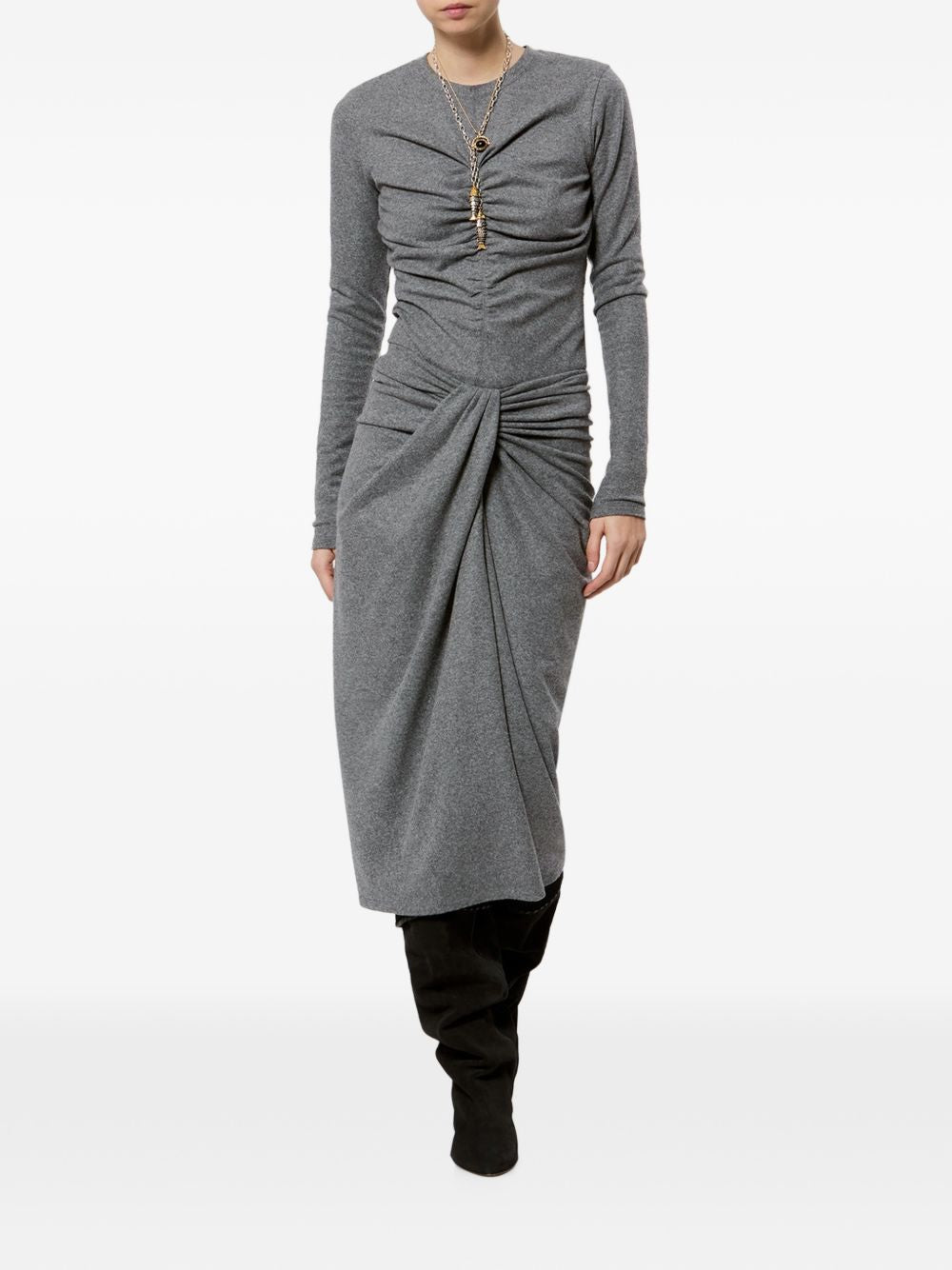MARANT ETOILE Gonna midi Jeldia grigia drappeggiata 