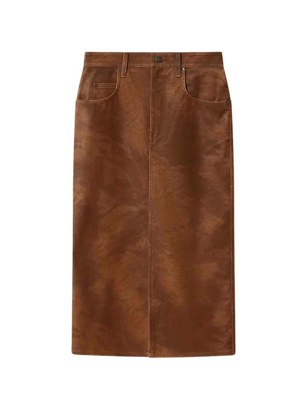 MARANT ETOILE Gonna midi Bisane marrone in suede effetto vintage 