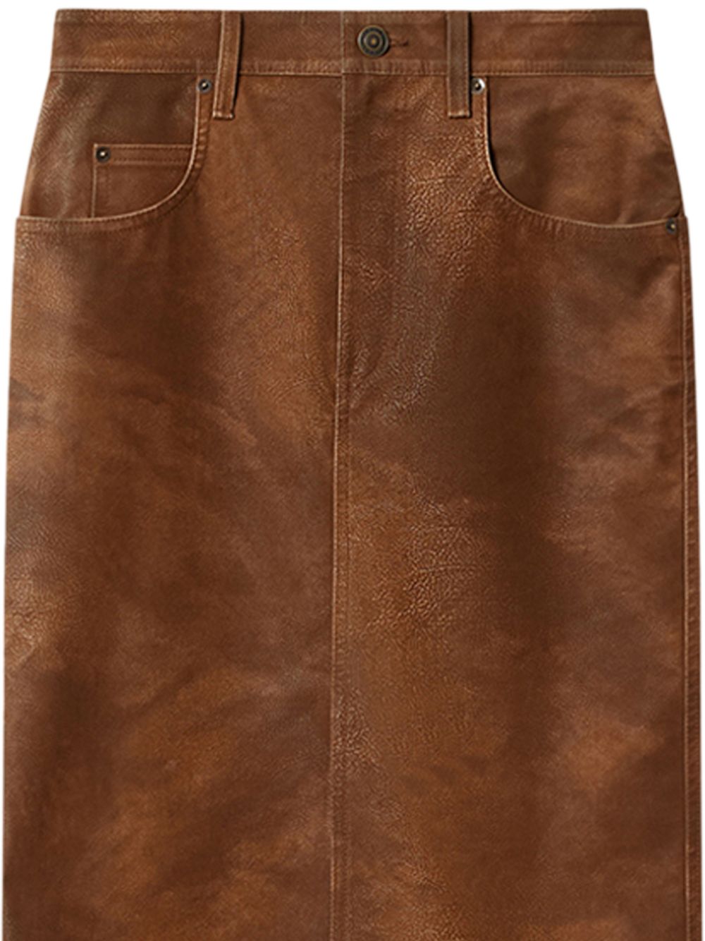 MARANT ETOILE Gonna midi Bisane marrone in suede effetto vintage 