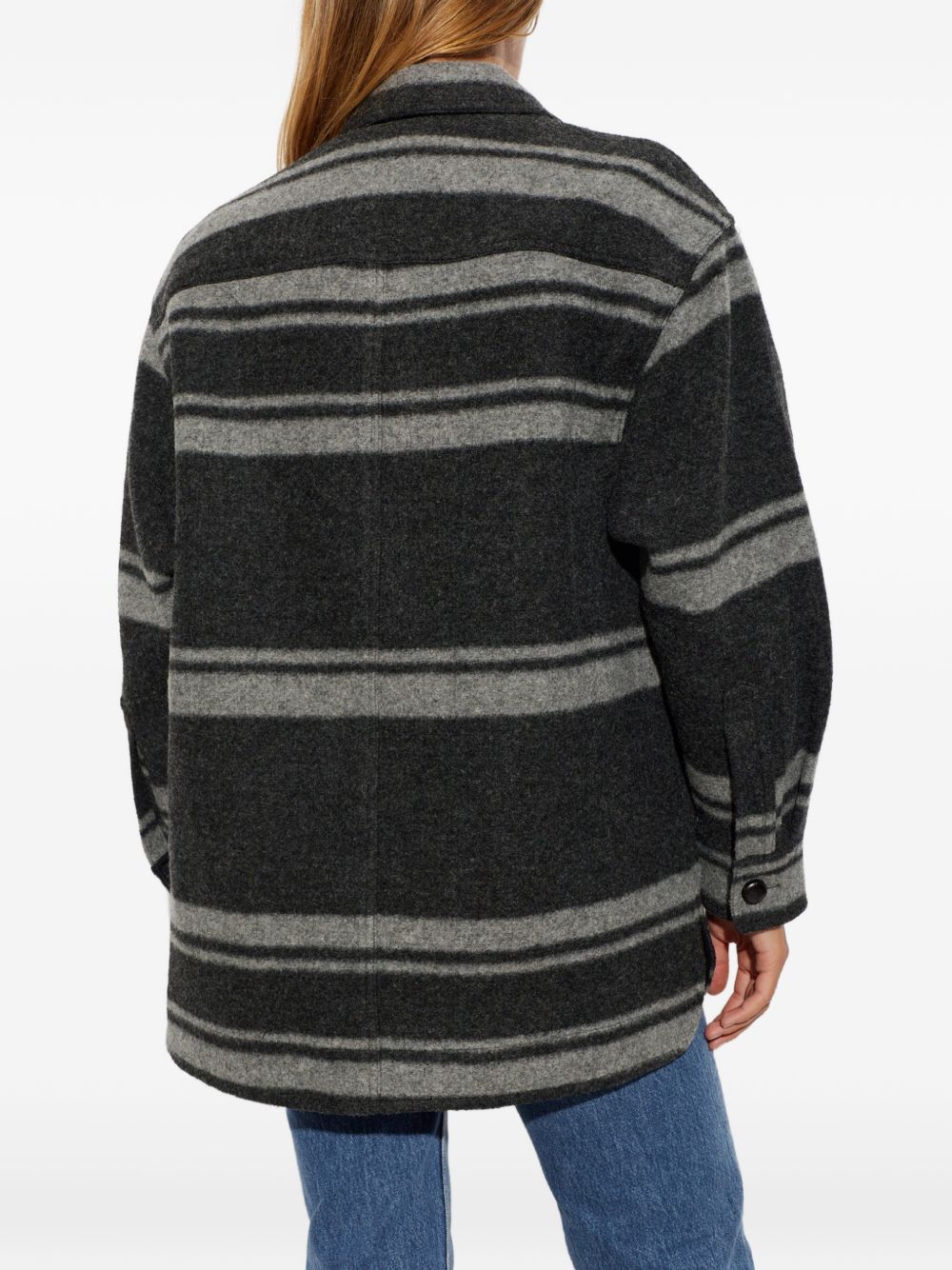 MARANT ETOILE Cappotto a camicia Harveli grigio a righe 