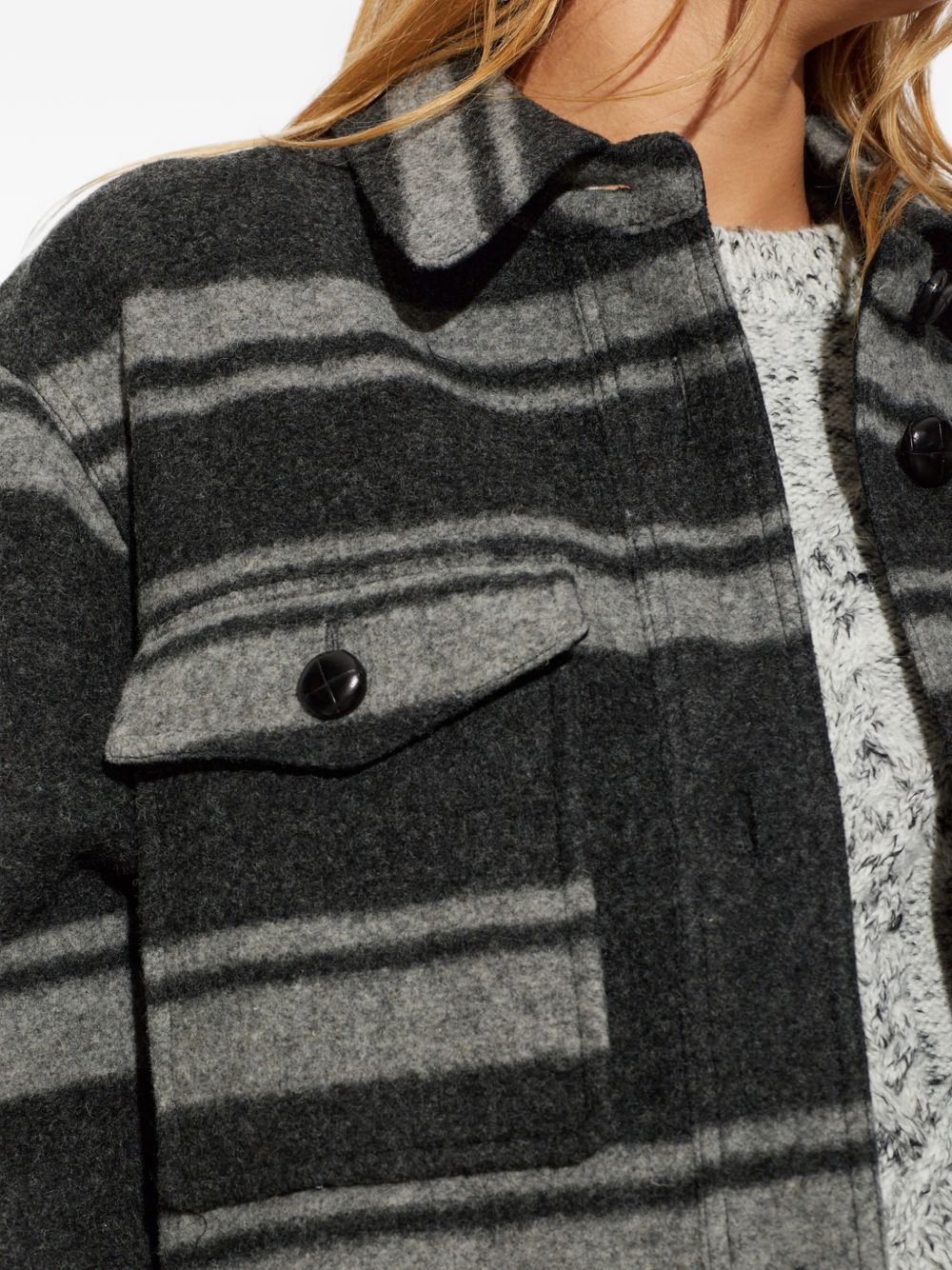 MARANT ETOILE Cappotto a camicia Harveli grigio a righe 