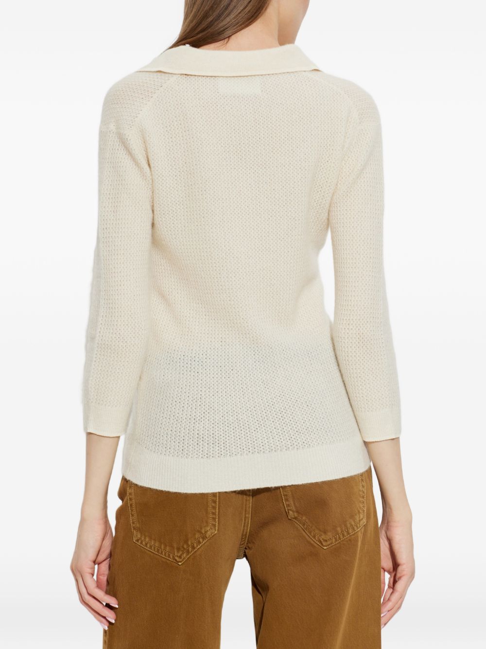 MARANT ETOILE Polo Nathalie avorio in misto alpaca 