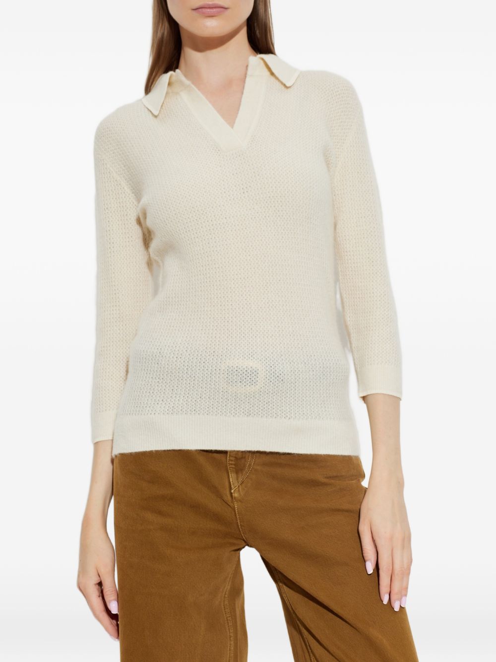 MARANT ETOILE Polo Nathalie avorio in misto alpaca 