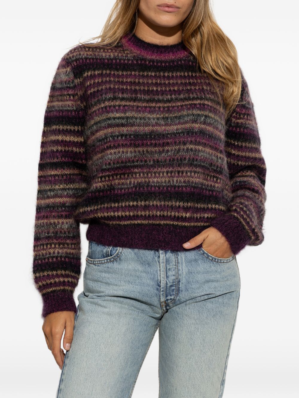 MARANT ETOILE Maglia girocollo in lana a righe multicolore 