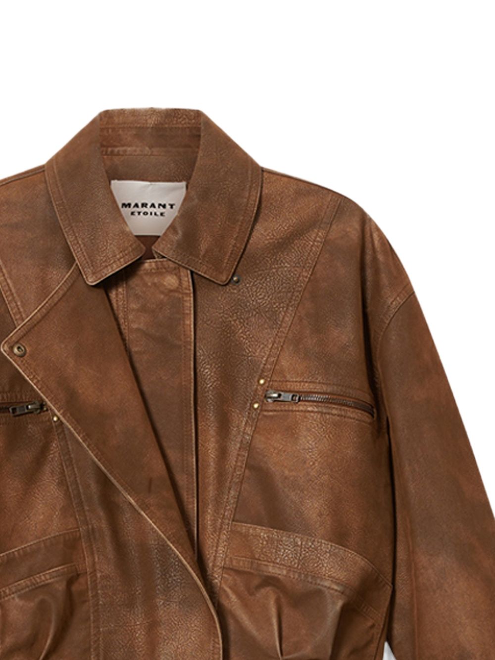 MARANT ETOILE Giacca biker marrone effetto suede 