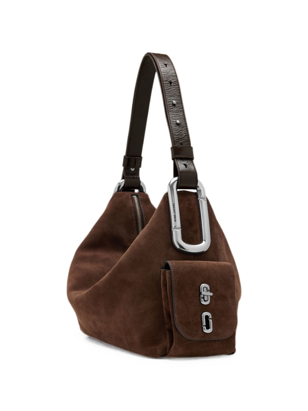 MARC JACOBS Borsa a spalla in pelle e suede marrone scuro 