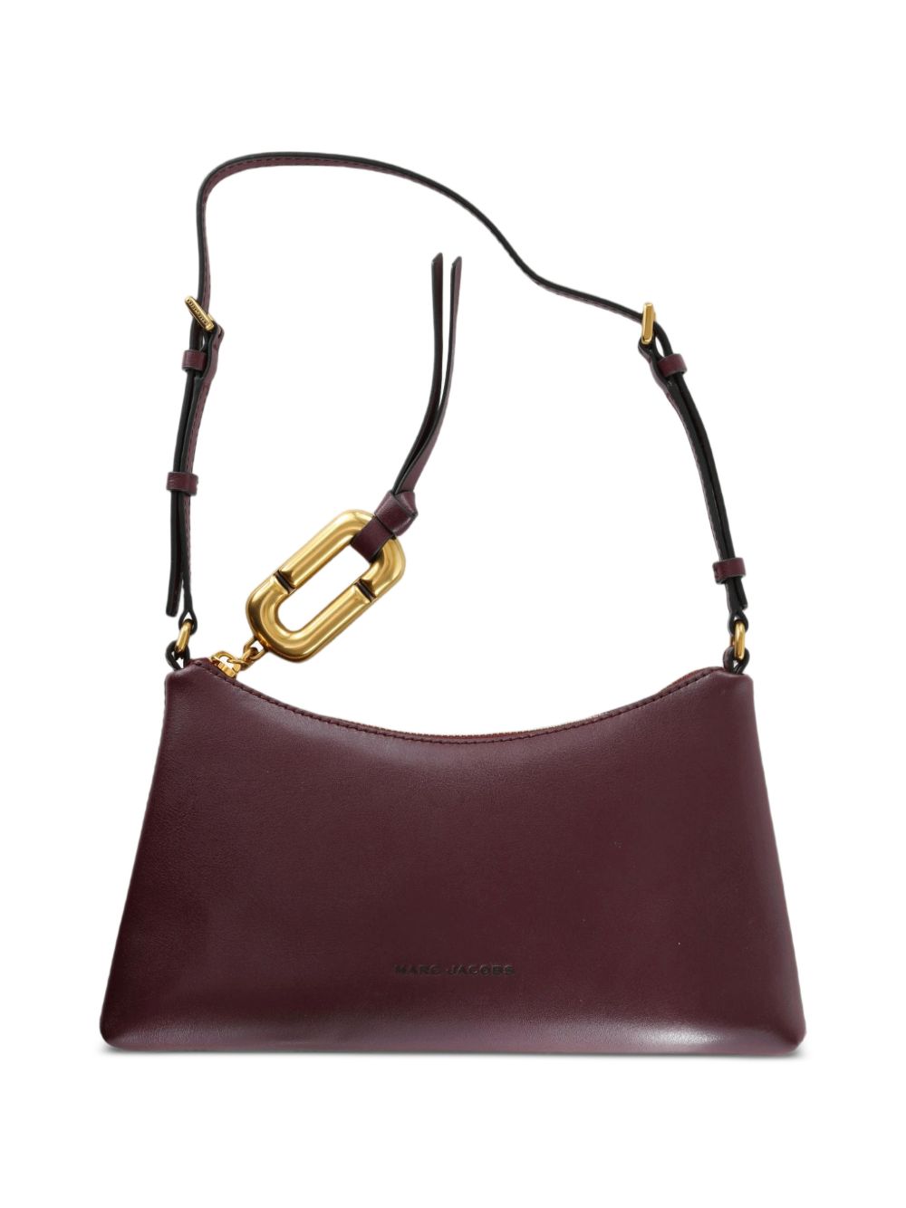 MARC JACOBS Borsa rettangolare bordeaux in pelle con charm dorato 