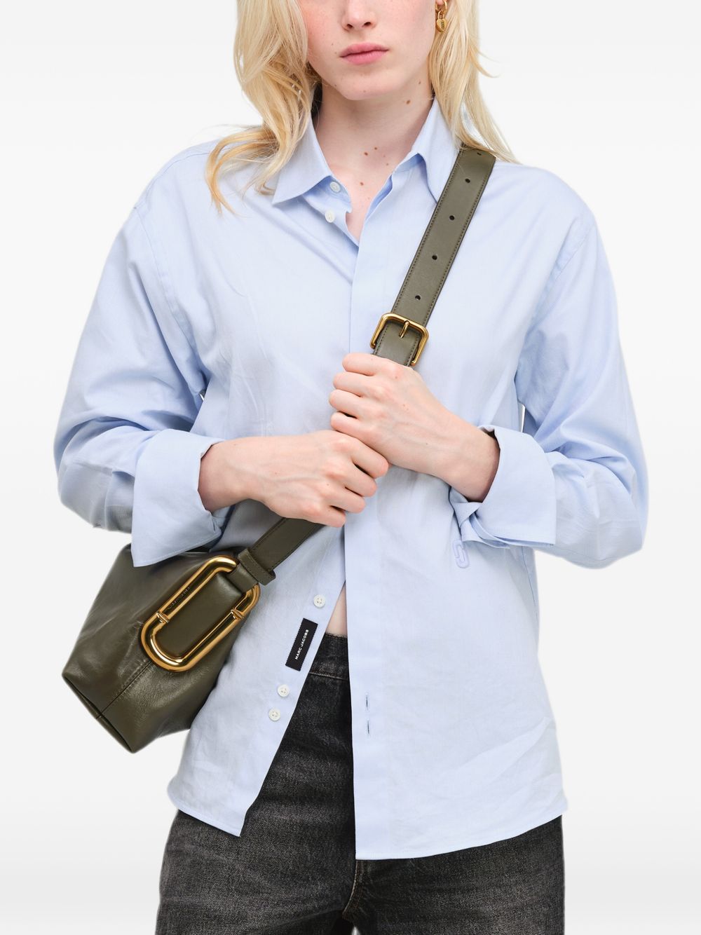 MARC JACOBS Borsa verde oliva in pelle con dettagli dorati 