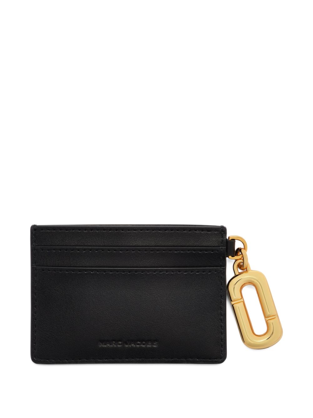 MARC JACOBS Portacarte nero in pelle con charm dorato 