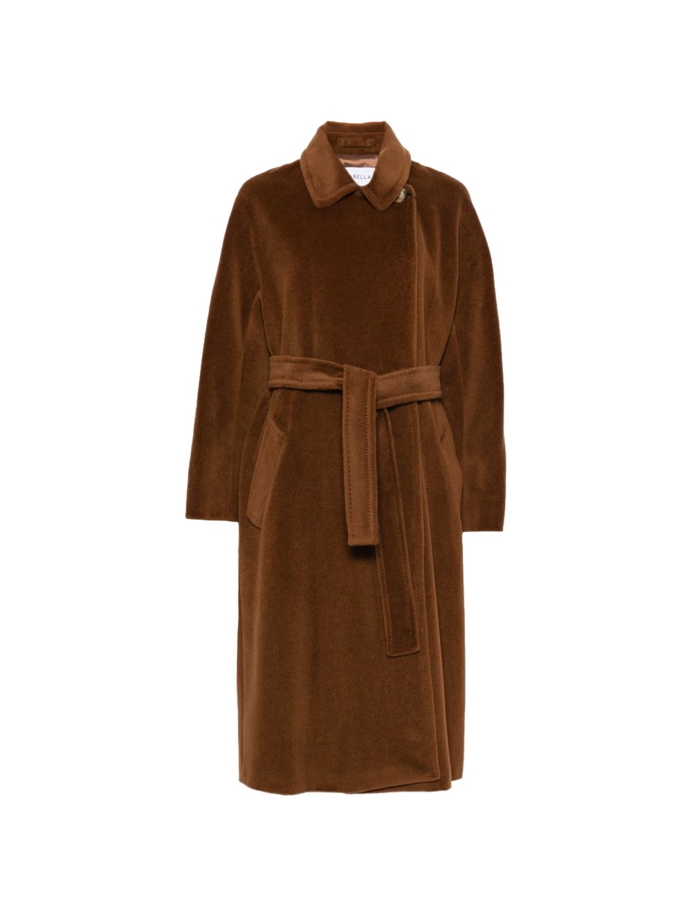 MARELLA Cappotto in lana vergine color cuoio con cintura 