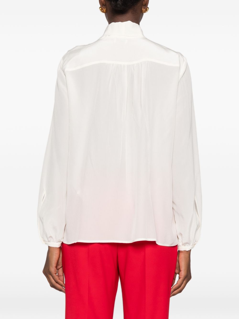 MARELLA Camicia bianca in seta con collo lavallière 