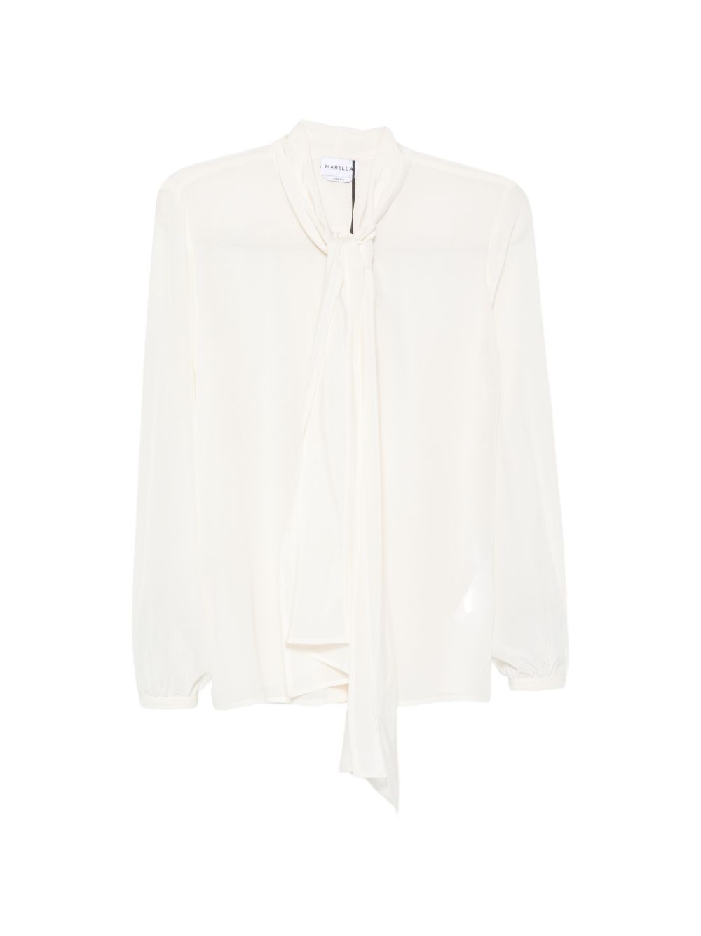 MARELLA Camicia bianca in seta con collo lavallière 