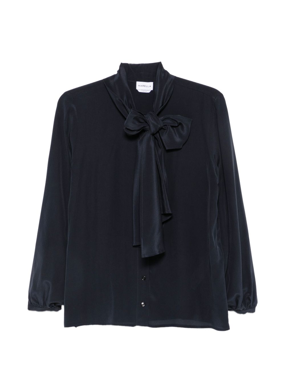 MARELLA Camicia in pura seta con fiocco al collo 