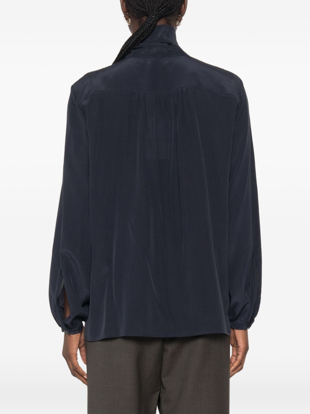 MARELLA Camicia in pura seta con fiocco al collo 