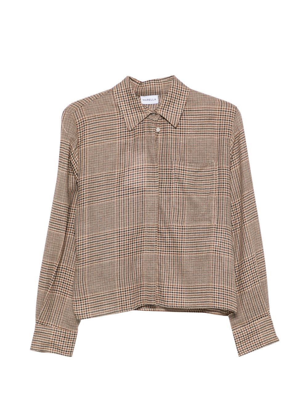 MARELLA Camicia scozzese beige in modal con cravattino 