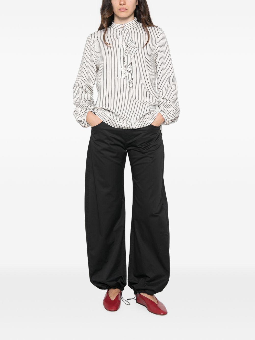 MARELLA Camicia Kiwi a righe con rouches 
